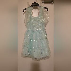 Rare Editions Light Teal With Silver Hearts Dress